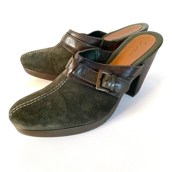 Cole Haan Clogs Mules Women’s Shoes 11 B Dark Green Suede Leather Comfort - Picture 3 of 11